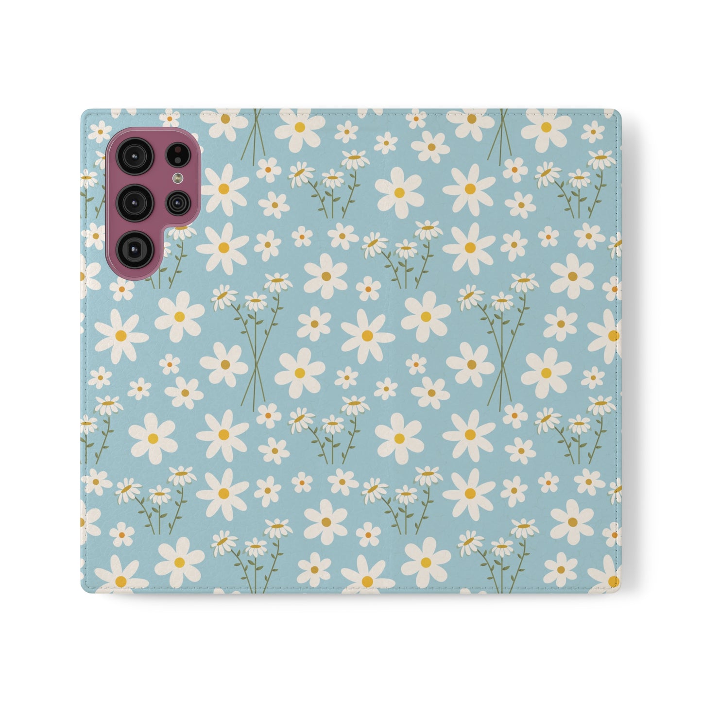 Sky Blue Daisy Flip Phone Case Cover with Pockets - Phone Case - Kristine Celestine