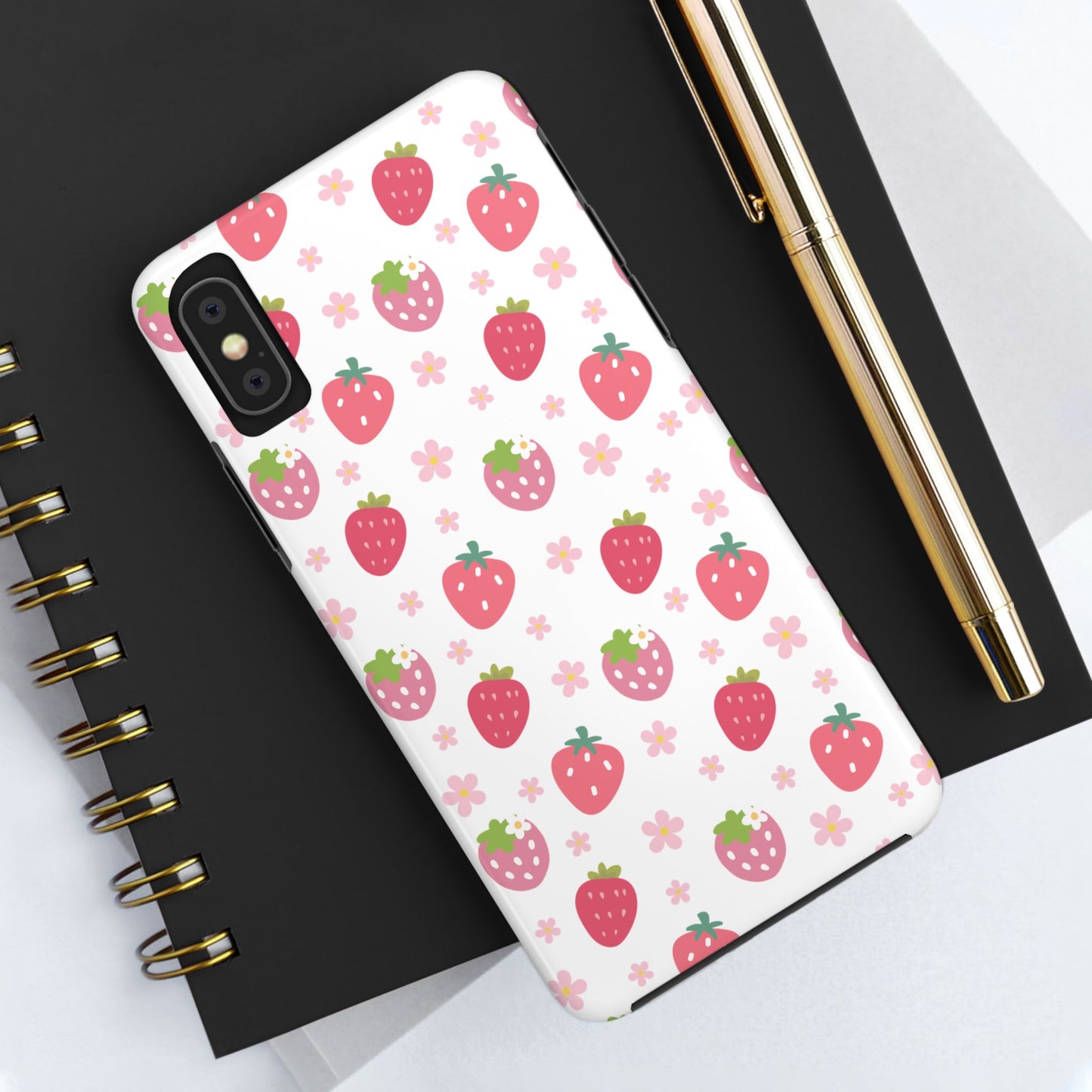 Strawberries and Daisies Tough Phone Case for iPhone and Samsung Galaxy