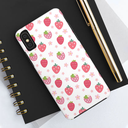 Strawberries and Daisies Tough Phone Case for iPhone and Samsung Galaxy