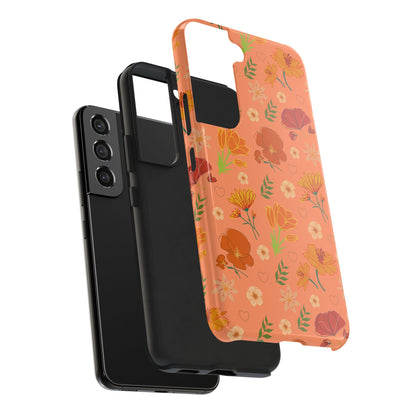 Coque de téléphone résistante Coral Peach Meadow pour iPhone et Samsung Galaxy