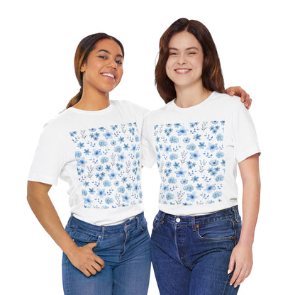 Snowy Blue Flowers T-Shirt