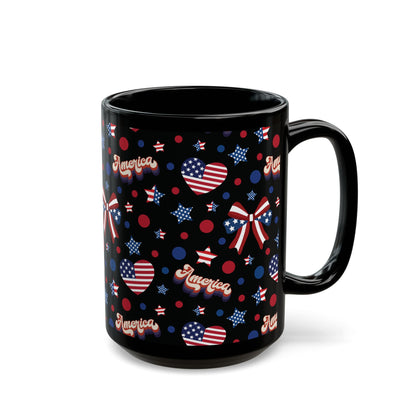 America's Sweetheart and Bows Black Mug Cool Summer Coffee Mug Tea Cup Spring Ceramic Mug