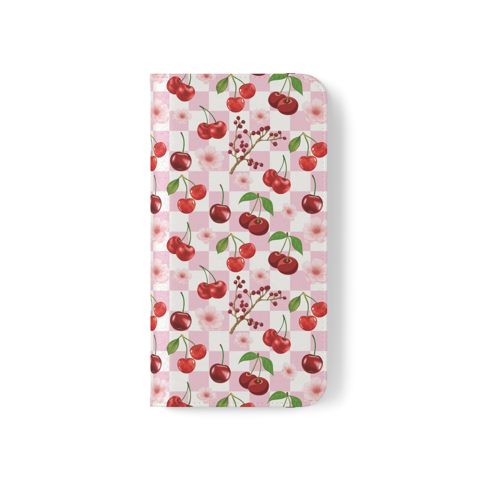 Cherry Checkerboard Flip Phone Case Cover with Pockets - Phone Case - Kristine Celestine