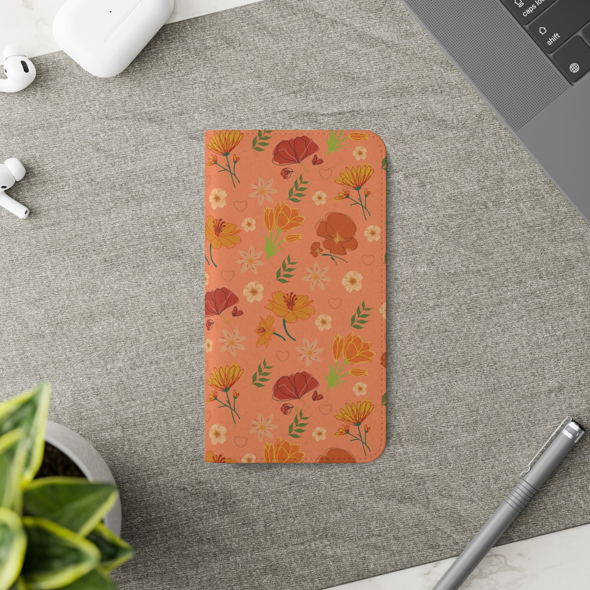 Coral Peach Meadow Flip Phone Case Cover with Pockets - Phone Case - Kristine Celestine