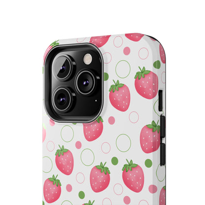 Pink Strawberry Bubbles Tough Phone Case for iPhone and Samsung Galaxy