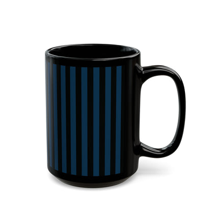 Navy Blue Stripes Black Mug Cool Summer Coffee Mug Tea Cup Spring Ceramic Mug