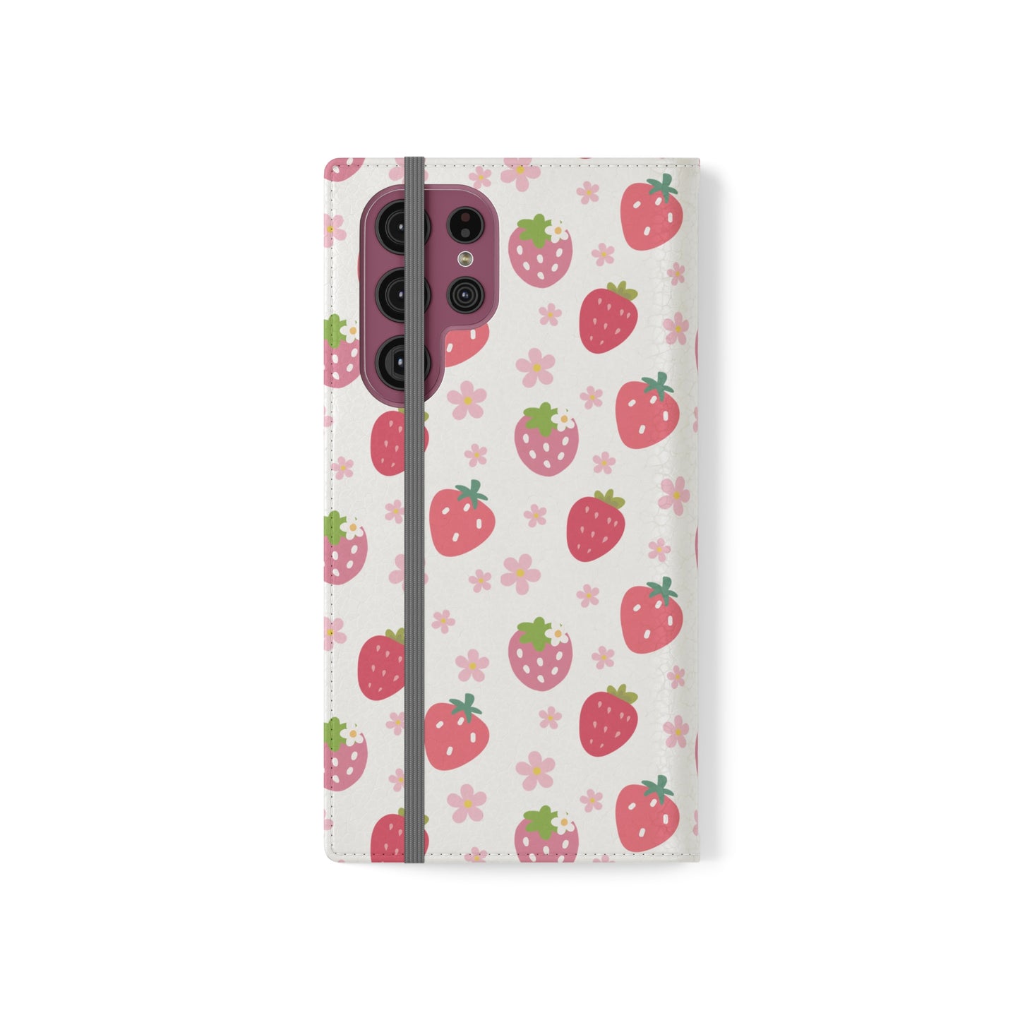 Strawberries and Daisies Flip Phone Case Cover with Pockets - Phone Case - Kristine Celestine