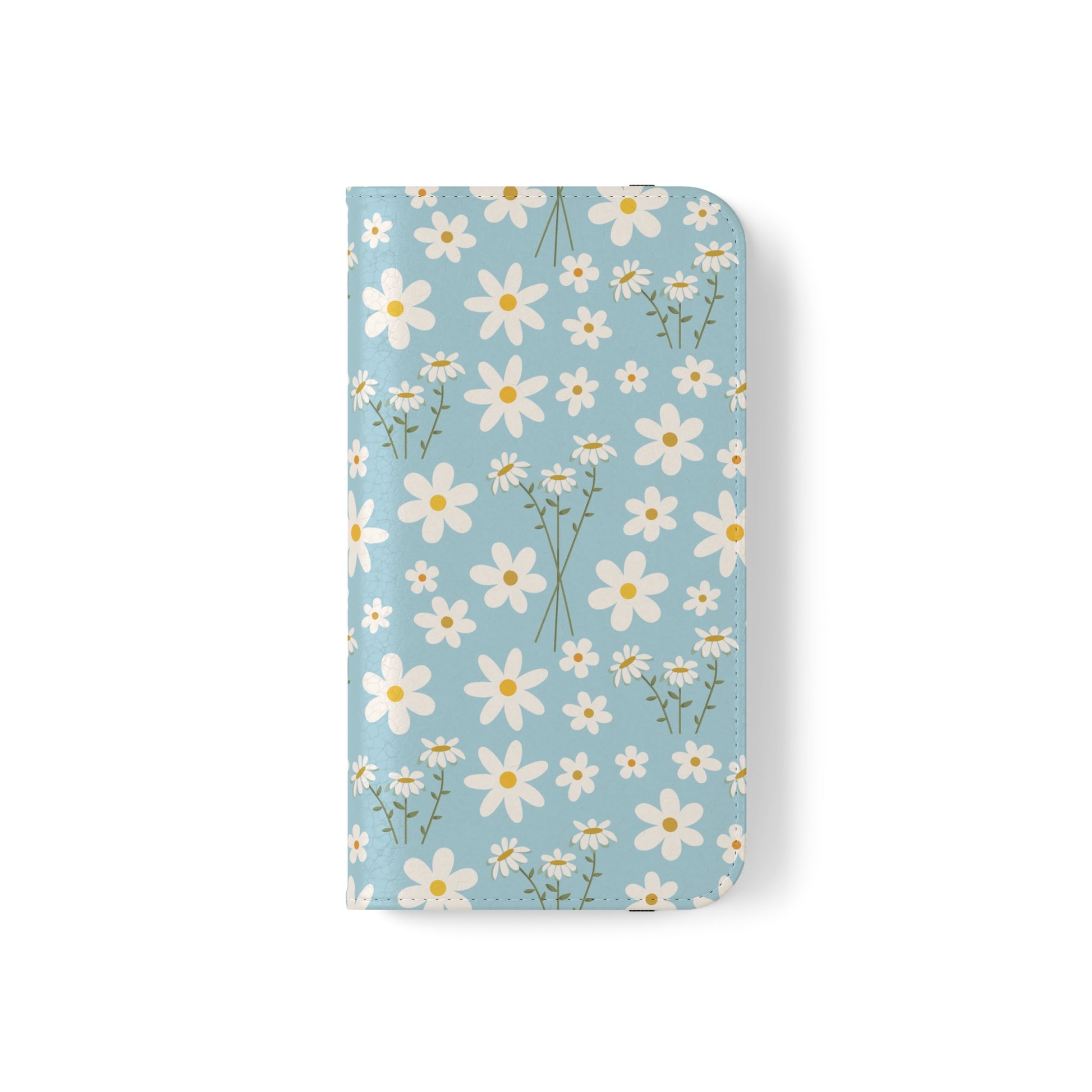 Sky Blue Daisy Flip Phone Case Cover with Pockets - Phone Case - Kristine Celestine