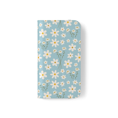 Sky Blue Daisy Flip Phone Case Cover with Pockets - Phone Case - Kristine Celestine