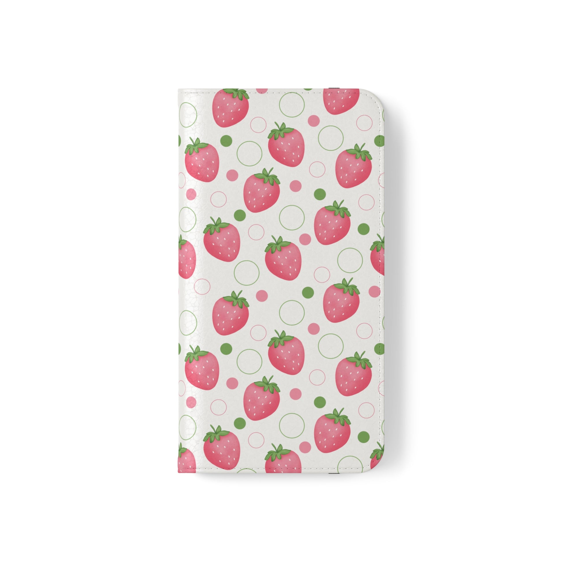 Pink Strawberry Bubbles Flip Phone Case Cover with Pockets - Phone Case - Kristine Celestine