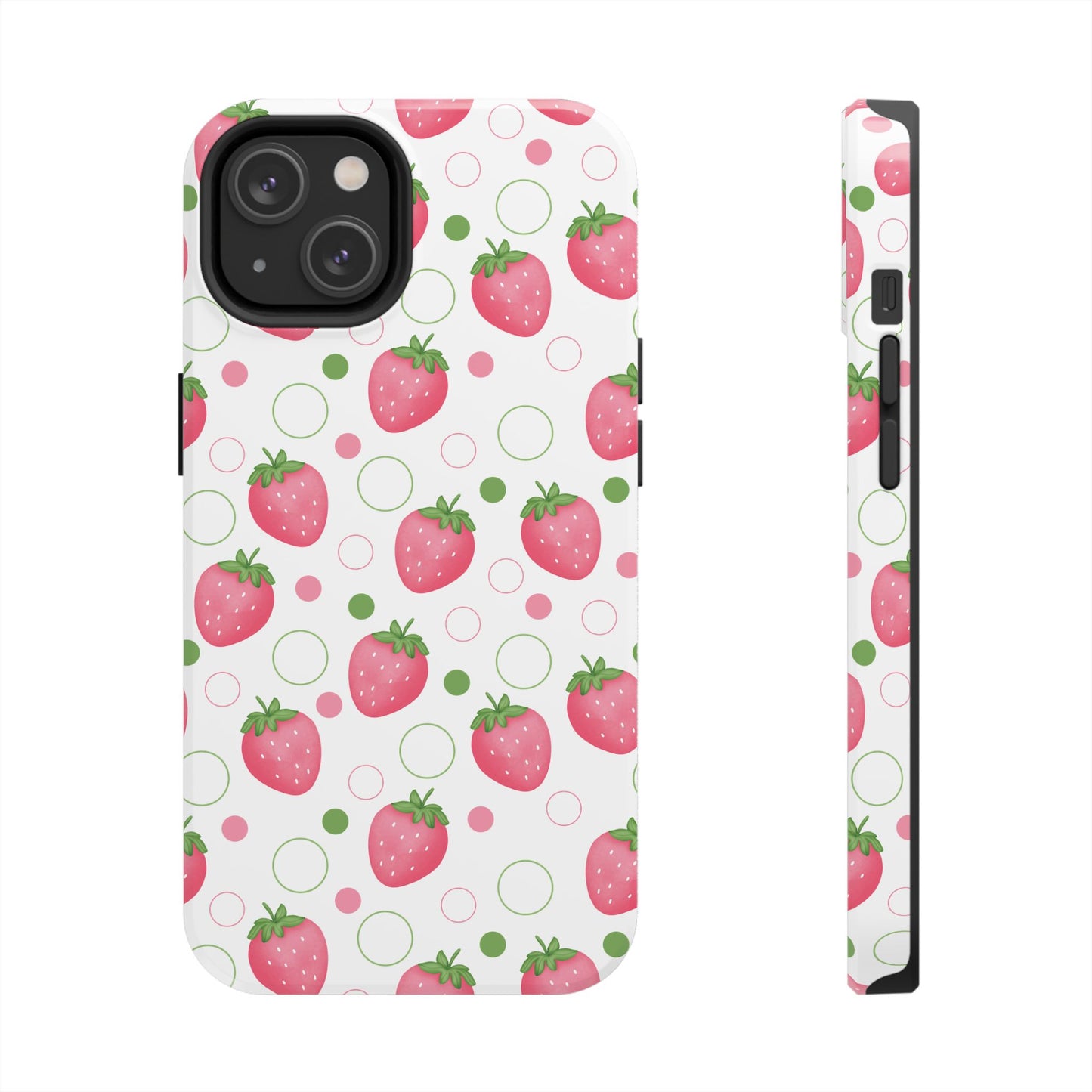 Pink Strawberry Bubbles Tough Phone Case for iPhone and Samsung Galaxy