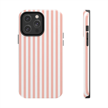 Coral Pink Stripes Tough Phone Case for iPhone and Samsung Galaxy