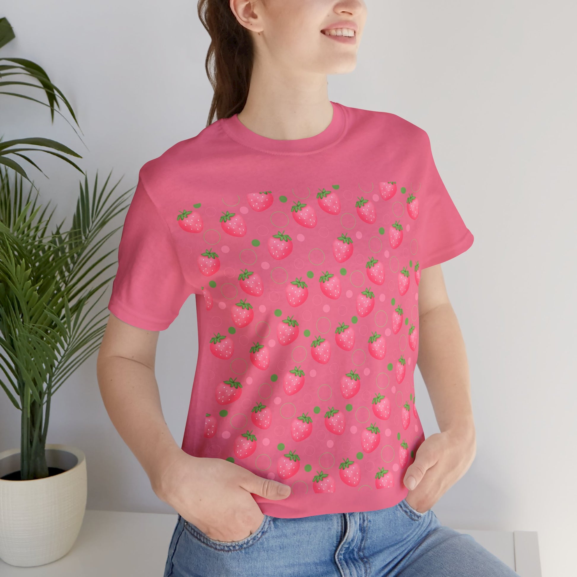 Pink Strawberry Bubbles Shirt - T - Shirt - Printify - Kristine Celestine