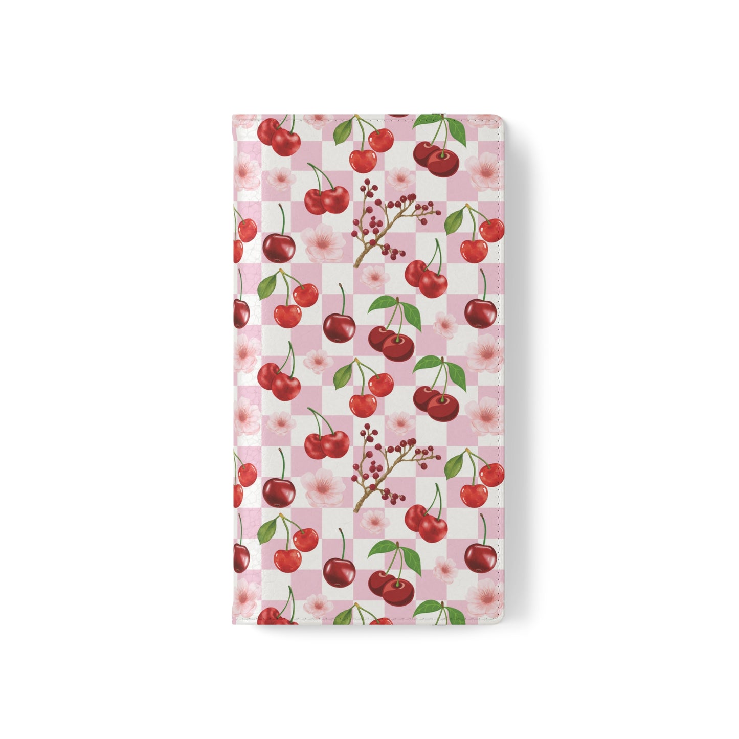 Cherry Checkerboard Flip Phone Case Cover with Pockets - Phone Case - Kristine Celestine