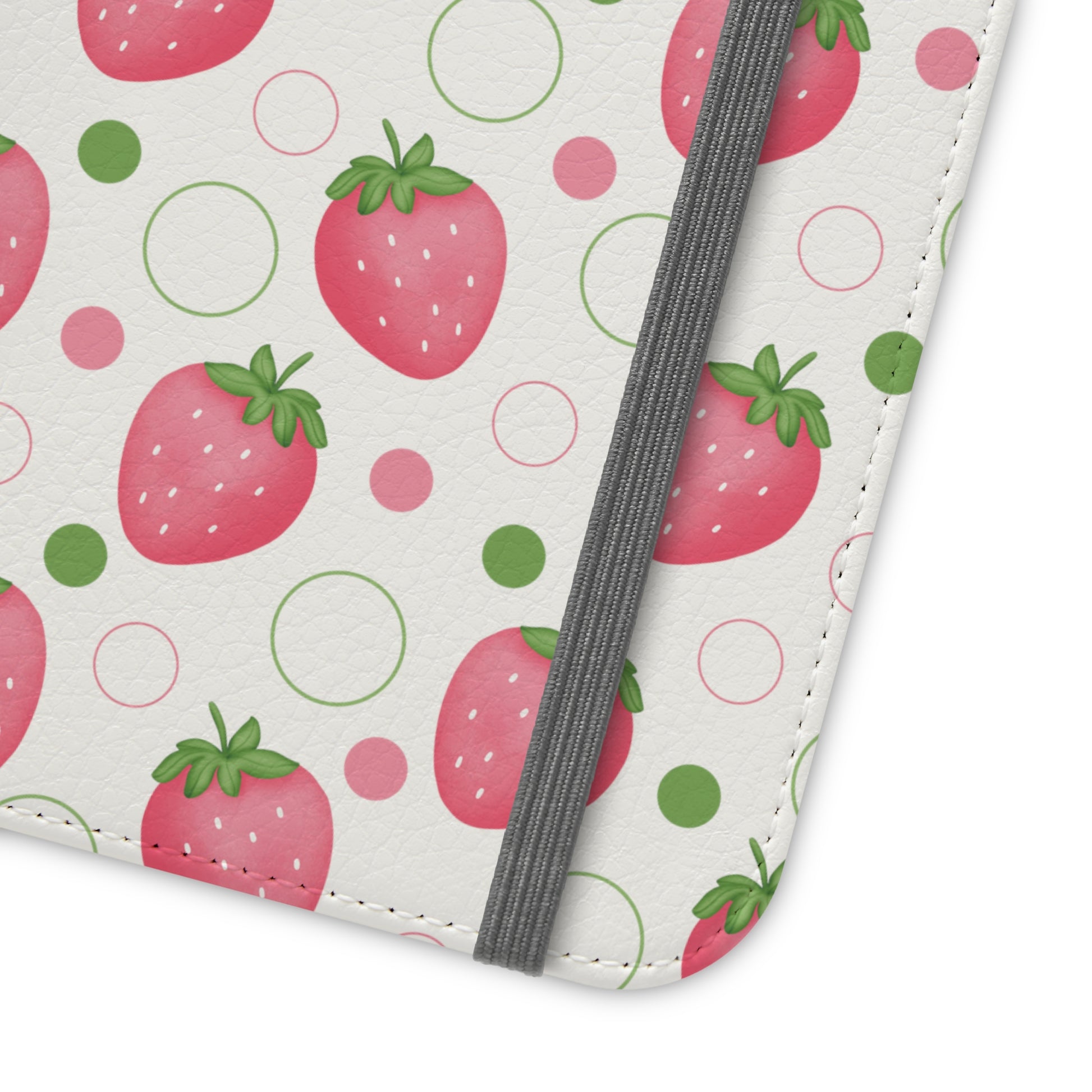 Pink Strawberry Bubbles Flip Phone Case Cover with Pockets - Phone Case - Kristine Celestine