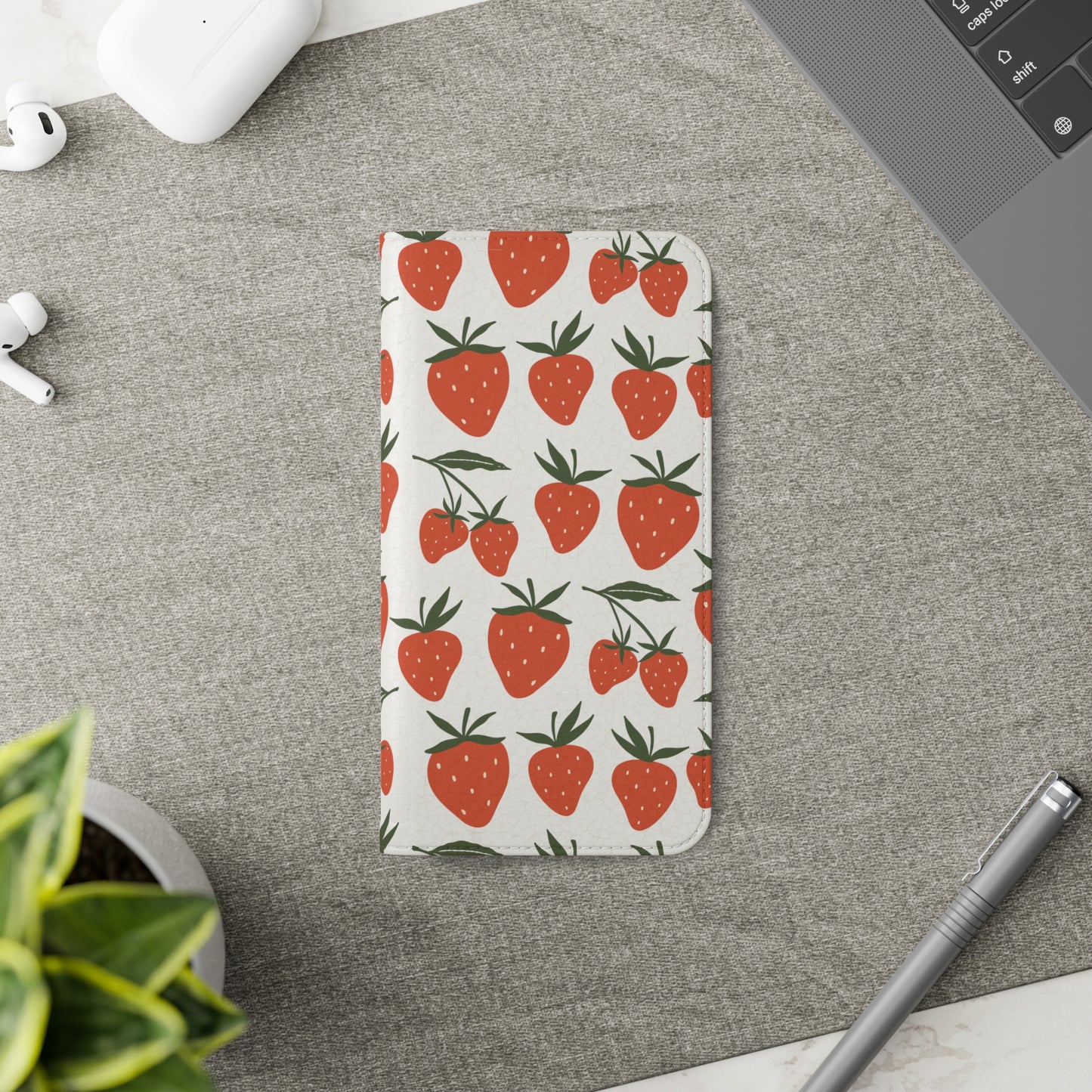 Tropical Strawberry Flip Phone Case Cover with Pockets - Phone Case - Kristine Celestine