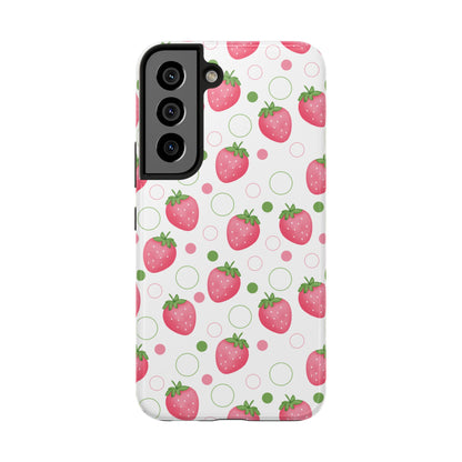 Pink Strawberry Bubbles Tough Phone Case for iPhone and Samsung Galaxy