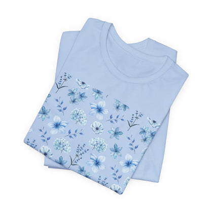 Snowy Blue Flowers Unisex Shirt - T - Shirt - Printify - Kristine Celestine