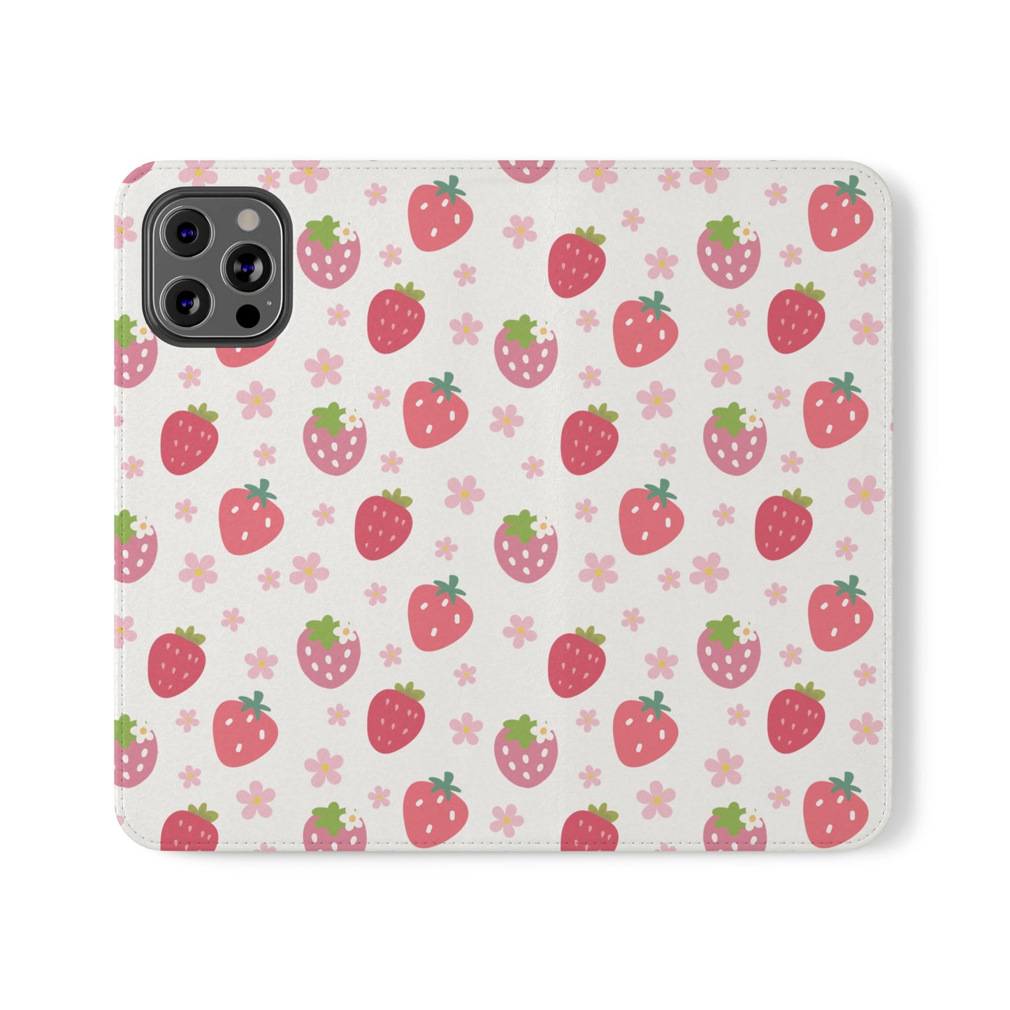 Strawberries and Daisies Flip Phone Case Cover with Pockets - Phone Case - Kristine Celestine