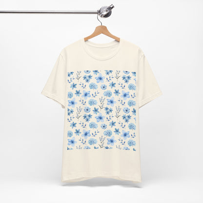 Snowy Blue Flowers Unisex Shirt - T - Shirt - Printify - Kristine Celestine