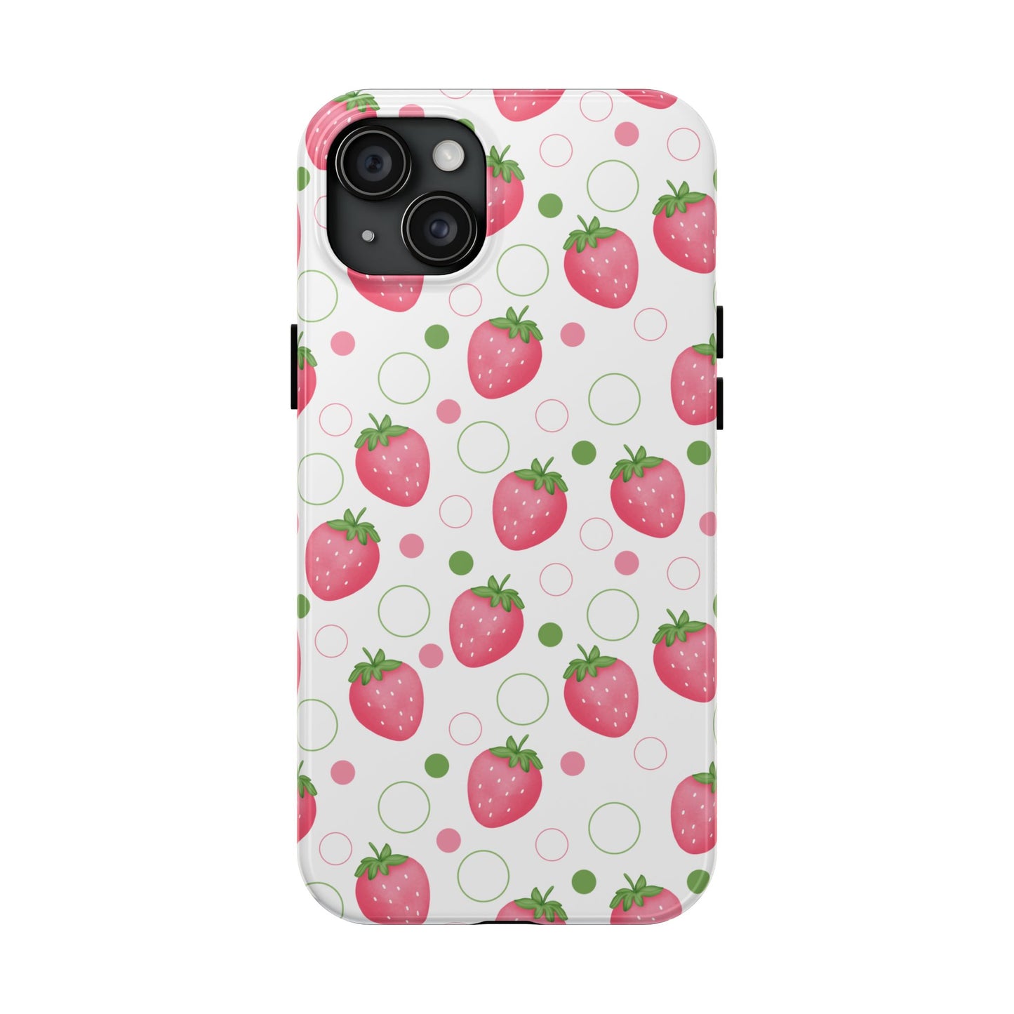 Pink Strawberry Bubbles Tough Phone Case for iPhone and Samsung Galaxy