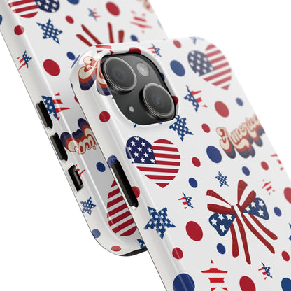 Coque de téléphone robuste America's Sweetheart and Bows pour iPhone et Samsung Galaxy