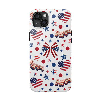 Coque de téléphone robuste America's Sweetheart and Bows pour iPhone et Samsung Galaxy