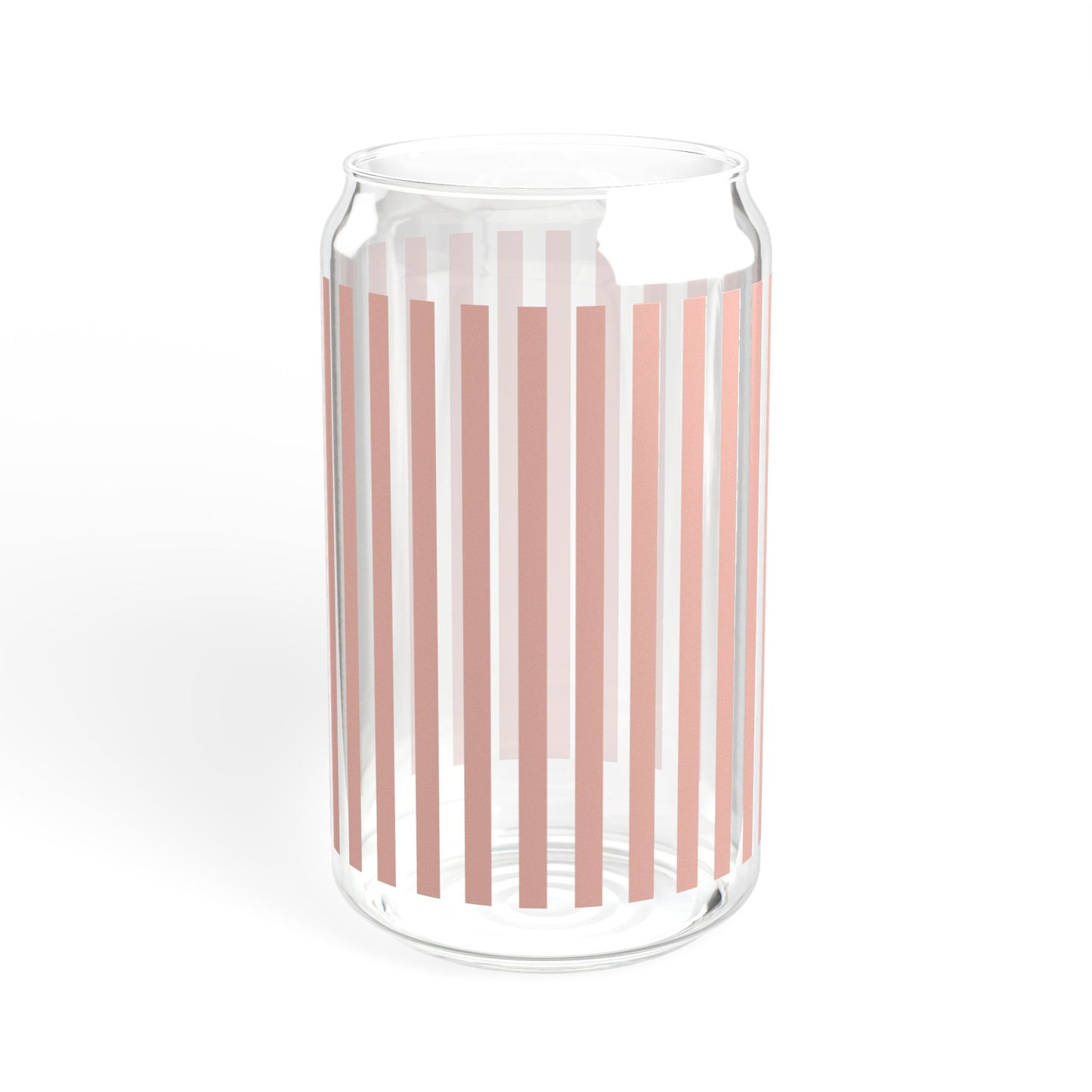 Coral Pink Stripes Sipper Glass 16 oz