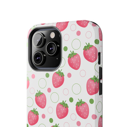 Pink Strawberry Bubbles Tough Phone Case for iPhone and Samsung Galaxy