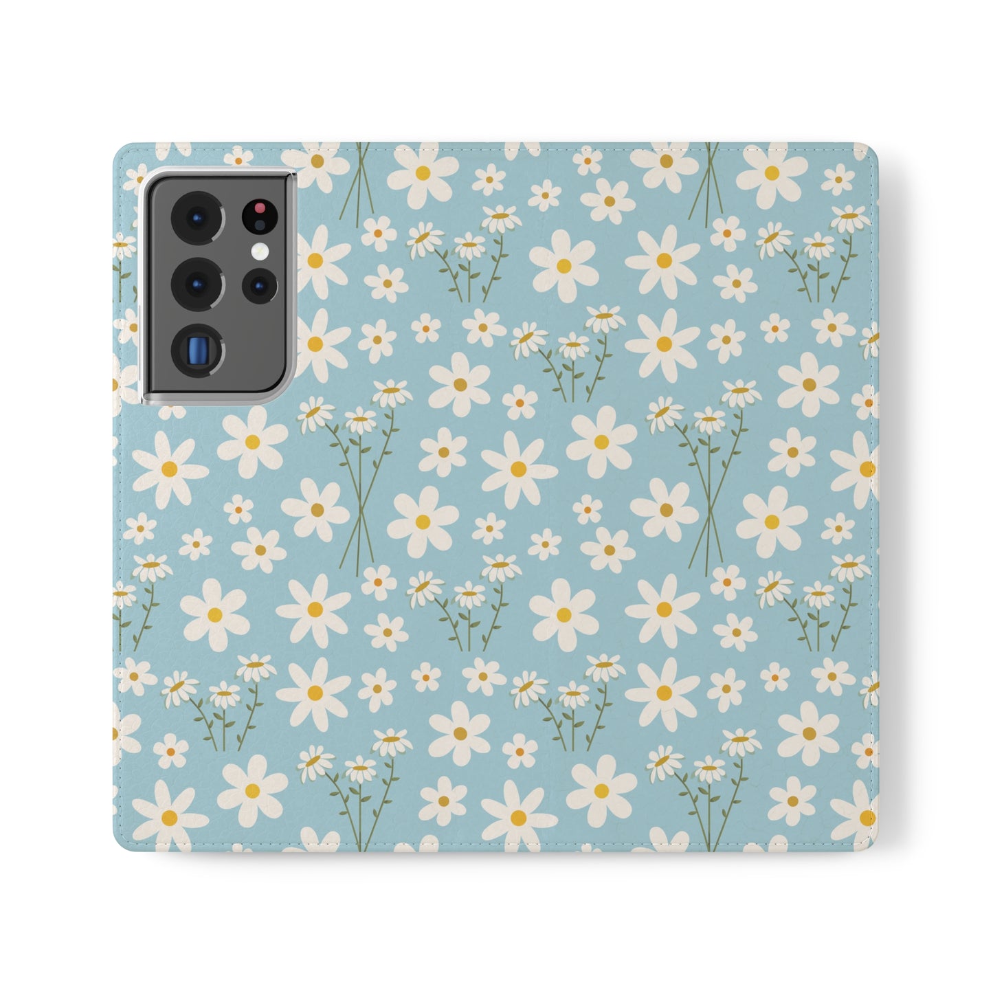 Sky Blue Daisy Flip Phone Case Cover with Pockets - Phone Case - Kristine Celestine