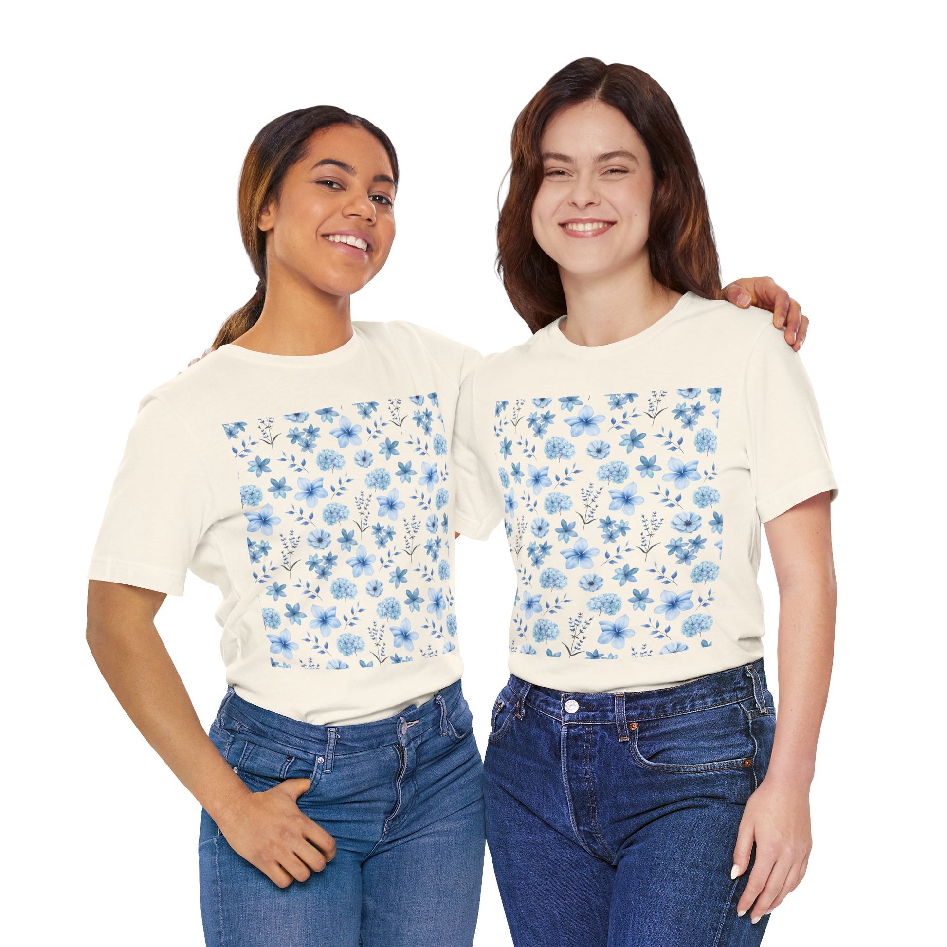 Snowy Blue Flowers Unisex Shirt - T - Shirt - Printify - Kristine Celestine