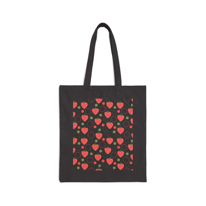 Red Strawberry Bubbles Cotton Canvas Tote Bag - Bags - Kristine Celestine