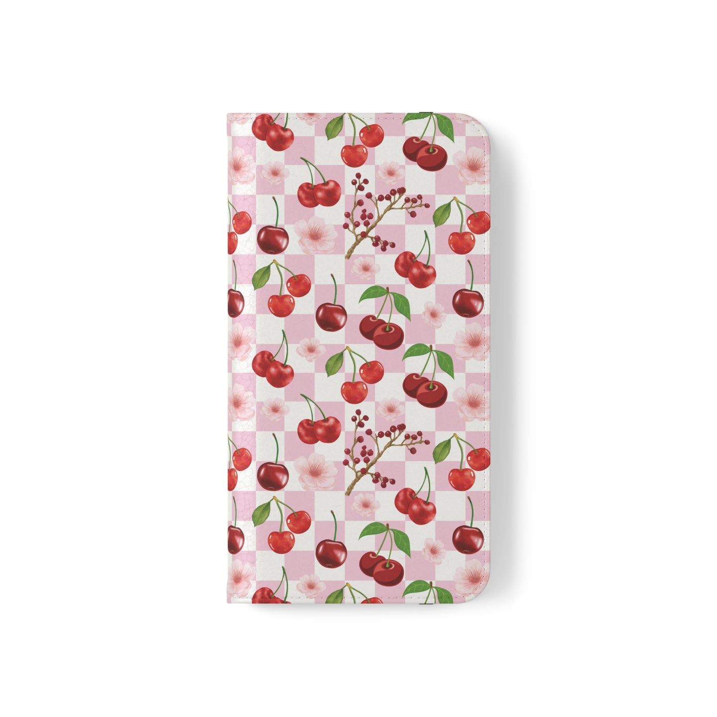 Cherry Checkerboard Flip Phone Case Cover with Pockets - Phone Case - Kristine Celestine