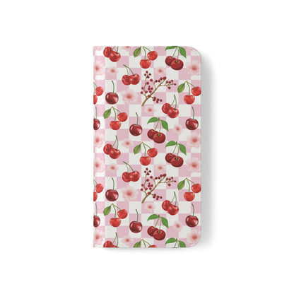 Cherry Checkerboard Flip Phone Case Cover with Pockets - Phone Case - Kristine Celestine