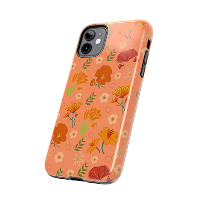 Coque de téléphone résistante Coral Peach Meadow pour iPhone et Samsung Galaxy