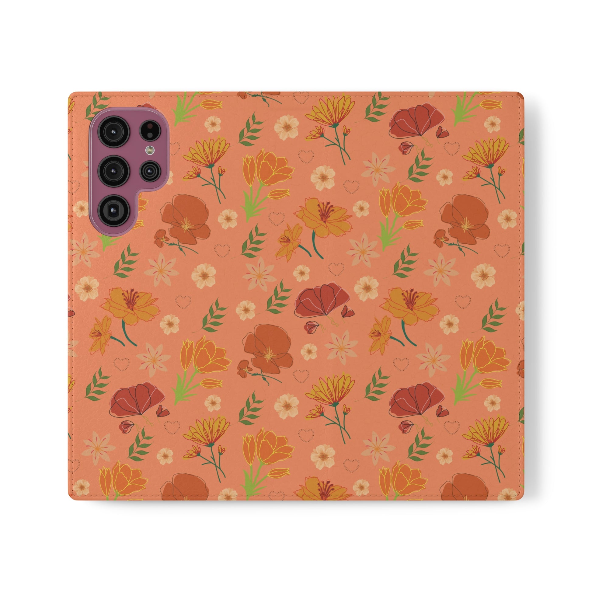 Coral Peach Meadow Flip Phone Case Cover with Pockets - Phone Case - Kristine Celestine