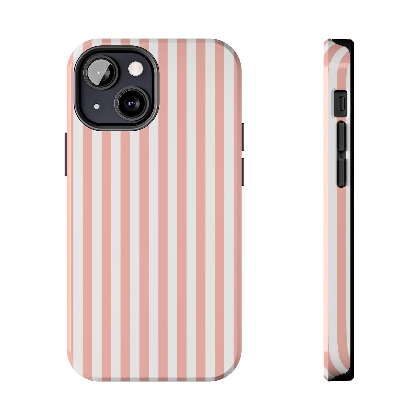 Coral Pink Stripes Tough Phone Case for iPhone and Samsung Galaxy