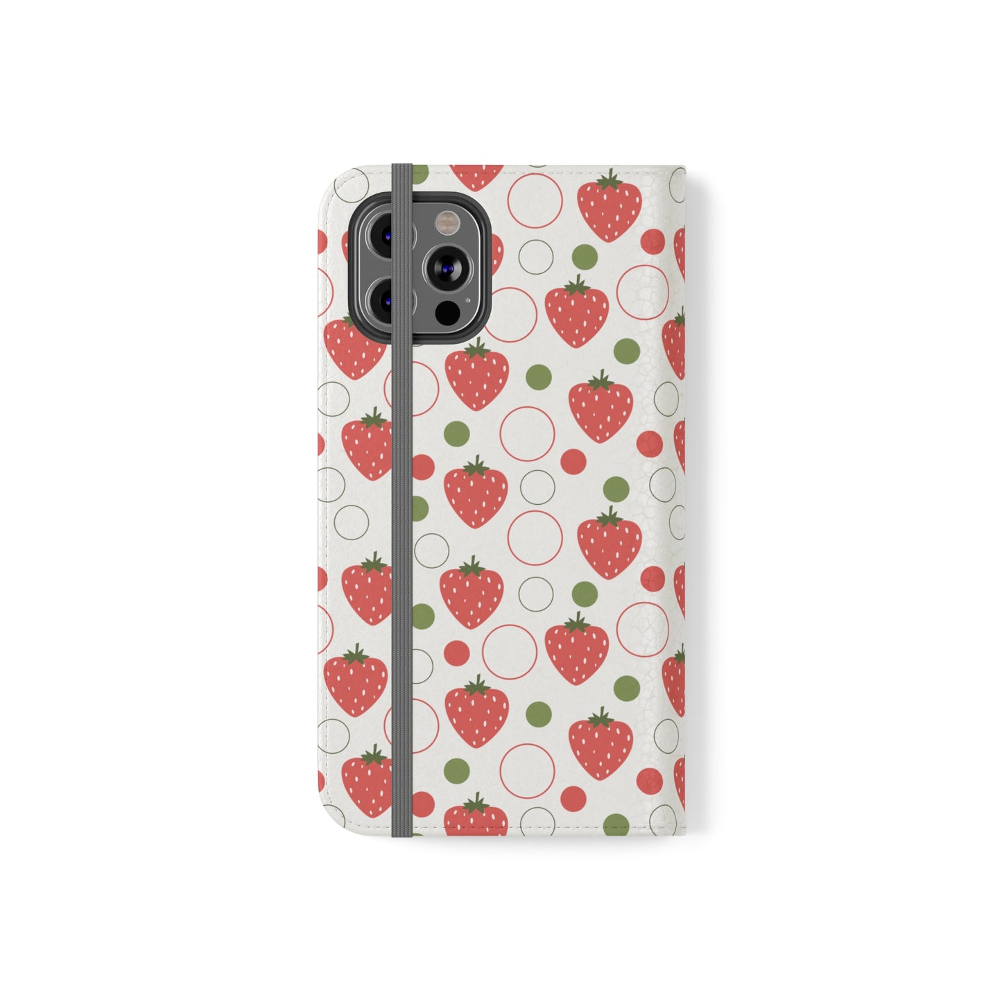 Red Strawberry Bubbles Flip Phone Case Cover with Pockets - Phone Case - Kristine Celestine