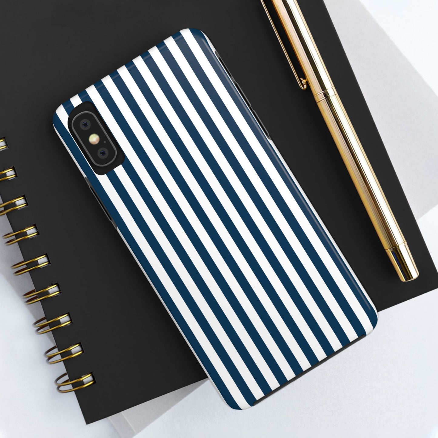 Navy Blue Stripes Tough Phone Case for iPhone and Samsung Galaxy