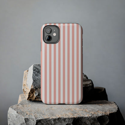 Coral Pink Stripes Tough Phone Case for iPhone and Samsung Galaxy