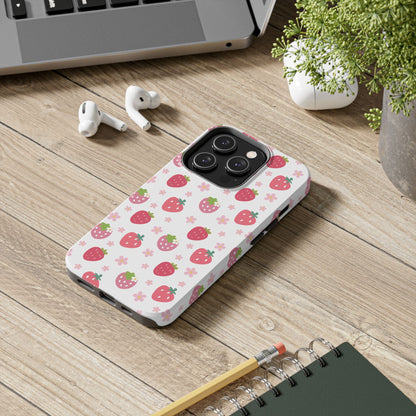 Strawberries and Daisies Tough Phone Case for iPhone and Samsung Galaxy