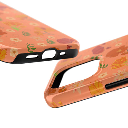 Coque de téléphone résistante Coral Peach Meadow pour iPhone et Samsung Galaxy