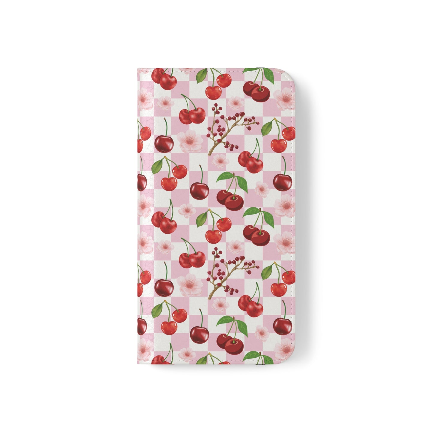 Cherry Checkerboard Flip Phone Case Cover with Pockets - Phone Case - Kristine Celestine