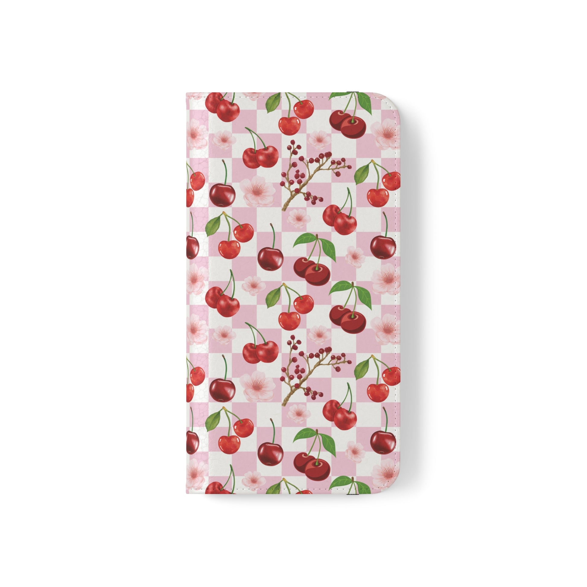 Cherry Checkerboard Flip Phone Case Cover with Pockets - Phone Case - Kristine Celestine