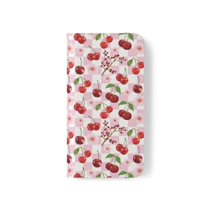 Cherry Checkerboard Flip Phone Case Cover with Pockets - Phone Case - Kristine Celestine