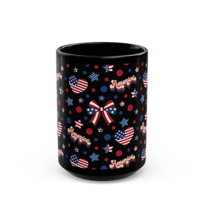 America's Sweetheart and Bows Black Mug Cool Summer Coffee Mug Tea Cup Spring Ceramic Mug