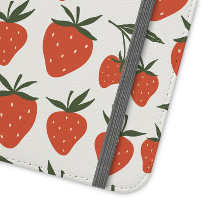 Tropical Strawberry Flip Phone Case Cover with Pockets - Phone Case - Printify - Kristine Celestine