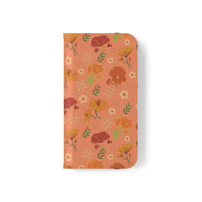 Coral Peach Meadow Flip Phone Case Cover with Pockets - Phone Case - Kristine Celestine