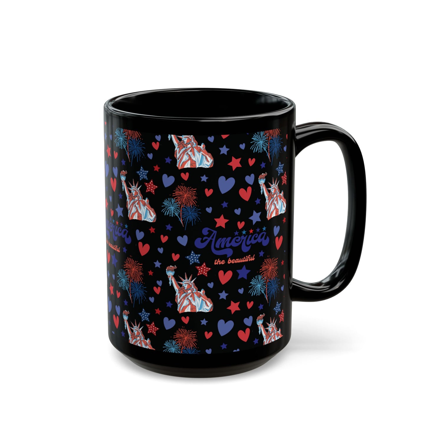 America the Beautiful Black Mug Cool Summer Coffee Mug Tea Cup Spring Ceramic Mug