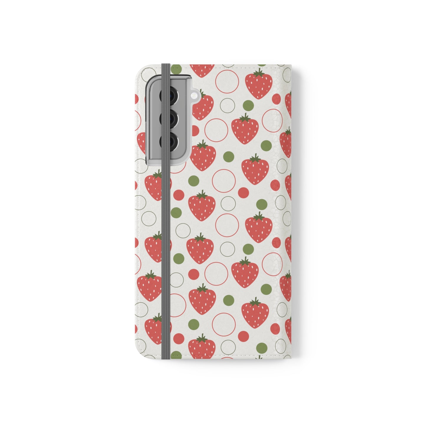 Red Strawberry Bubbles Flip Phone Case Cover with Pockets - Phone Case - Kristine Celestine